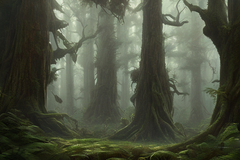mdjrny-v4 massive old trees in the wild forest, digital painting, matte painting, concept art, greg rutkowski